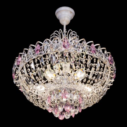 Люстра Астра Белая с подвесом розовая в Сочи Гусь Хрустальный