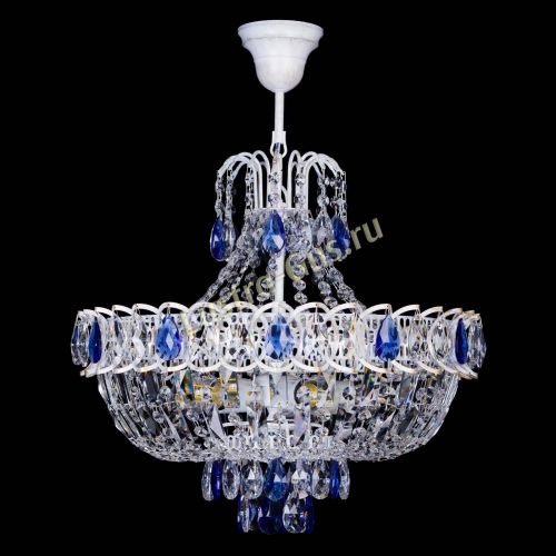 Люстра Астра Белая с подвесом синяя в Сочи Гусь Хрустальный