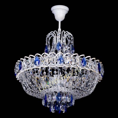 Люстра Астра Белая с подвесом синяя в Сочи Гусь Хрустальный