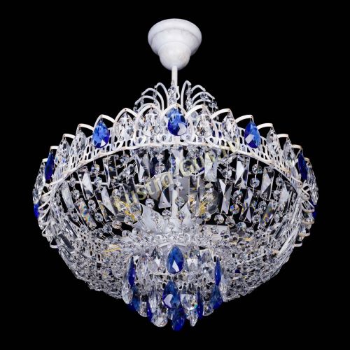 Люстра Астра Белая с подвесом синяя в Сочи Гусь Хрустальный