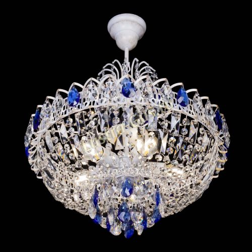 Люстра Астра Белая с подвесом синяя в Сочи Гусь Хрустальный