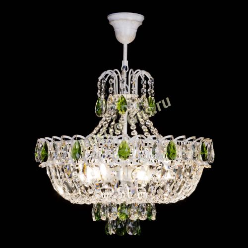 Люстра Астра Белая с подвесом зеленая в Сочи Гусь Хрустальный