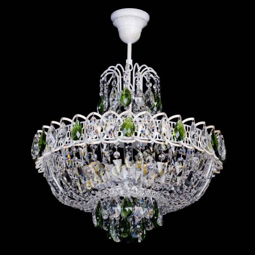 Люстра Астра Белая с подвесом зеленая в Сочи Гусь Хрустальный