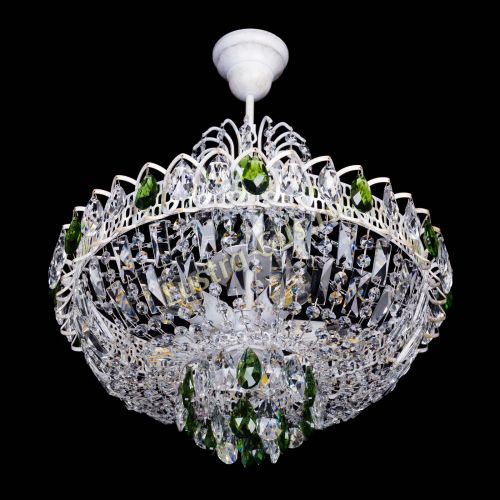 Люстра Астра Белая с подвесом зеленая в Сочи Гусь Хрустальный