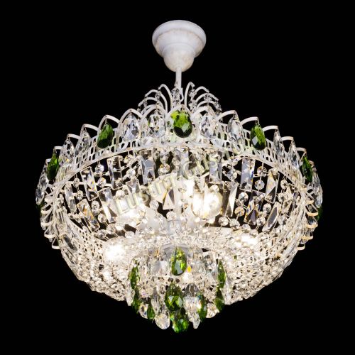 Люстра Астра Белая с подвесом зеленая в Сочи Гусь Хрустальный