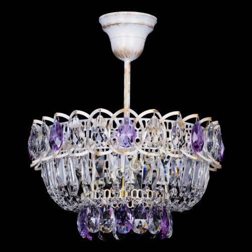 Люстра Астра Бутон №1 Фиолетовая - белая с подвесом в Сочи Гусь Хрустальный