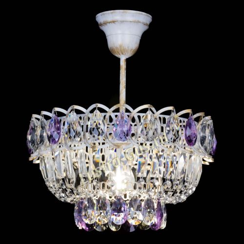 Люстра Астра Бутон №1 Фиолетовая - белая с подвесом в Сочи Гусь Хрустальный
