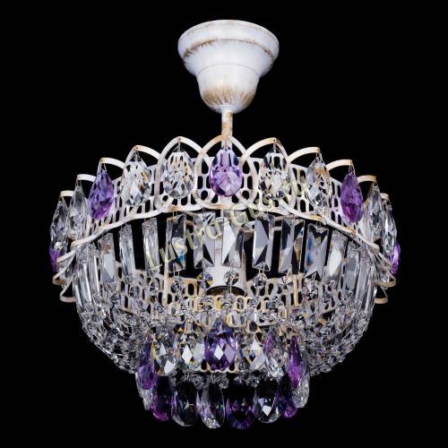 Люстра Астра Бутон №1 Фиолетовая - белая с подвесом в Сочи Гусь Хрустальный