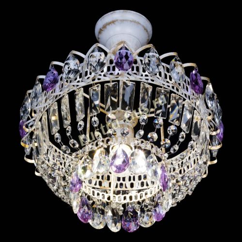Люстра Астра Бутон №1 Фиолетовая - белая с подвесом в Сочи Гусь Хрустальный