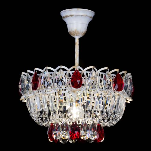 Люстра Астра Бутон №1 Красная - белая с подвесом  в Сочи Гусь Хрустальный