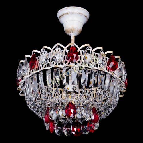 Люстра Астра Бутон №1 Красная - белая с подвесом  в Сочи Гусь Хрустальный
