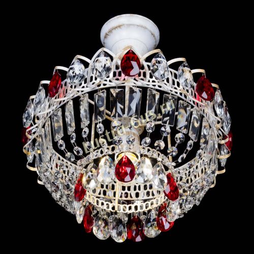 Люстра Астра Бутон №1 Красная - белая с подвесом  в Сочи Гусь Хрустальный