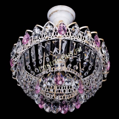 Люстра Астра Бутон №1 Розовая - белая с подвесом  в Сочи Гусь Хрустальный