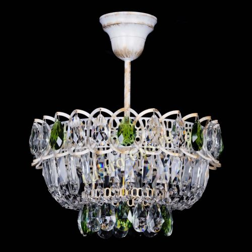 Люстра Астра Бутон №1 Зеленая - белая с подвесом  в Сочи Гусь Хрустальный