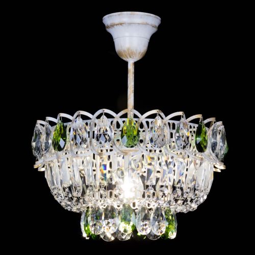 Люстра Астра Бутон №1 Зеленая - белая с подвесом  в Сочи Гусь Хрустальный
