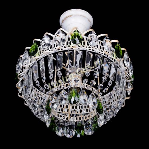 Люстра Астра Бутон №1 Зеленая - белая с подвесом  в Сочи Гусь Хрустальный