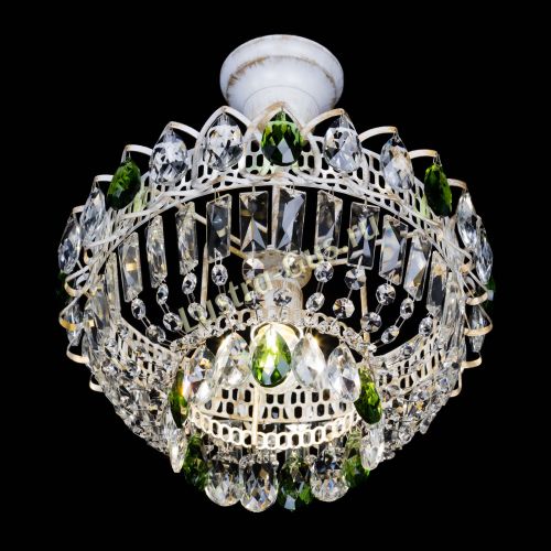 Люстра Астра Бутон №1 Зеленая - белая с подвесом  в Сочи Гусь Хрустальный