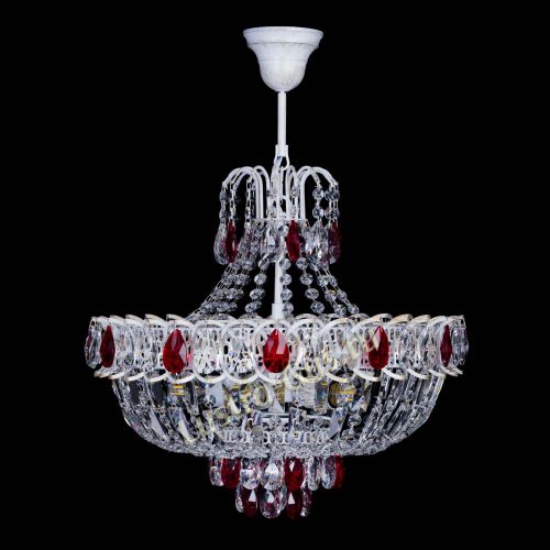 Люстра Астра Белая с подвесом красная в Сочи Гусь Хрустальный