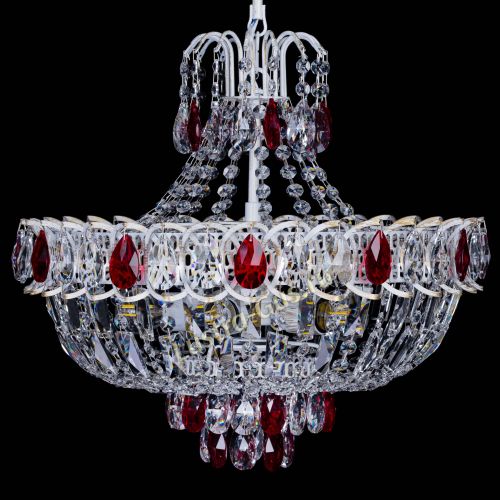 Люстра Астра Белая с подвесом красная в Сочи Гусь Хрустальный