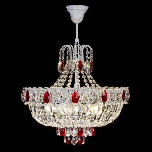 Люстра Астра Белая с подвесом красная в Сочи Гусь Хрустальный