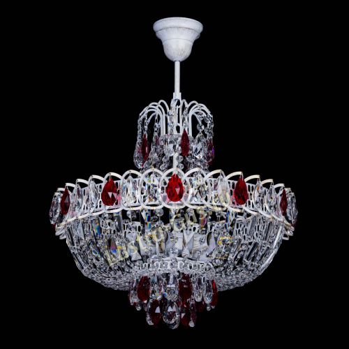 Люстра Астра Белая с подвесом красная в Сочи Гусь Хрустальный