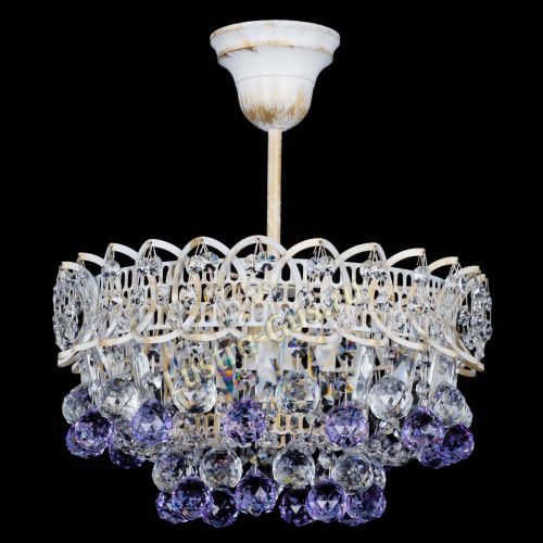 Люстра Астра шар №1 Фиолетовая белая в Сочи Гусь Хрустальный