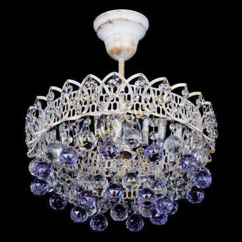 Люстра Астра шар №1 Фиолетовая белая в Сочи Гусь Хрустальный