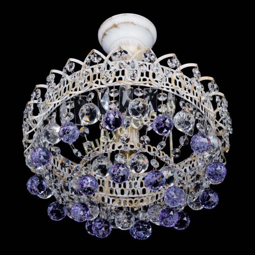 Люстра Астра шар №1 Фиолетовая белая в Сочи Гусь Хрустальный