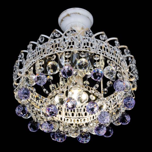 Люстра Астра шар №1 Фиолетовая белая в Сочи Гусь Хрустальный