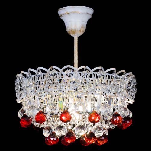 Люстра Астра шар №1 Красная белая в Сочи Гусь Хрустальный
