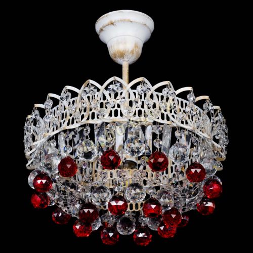 Люстра Астра шар №1 Красная белая в Сочи Гусь Хрустальный