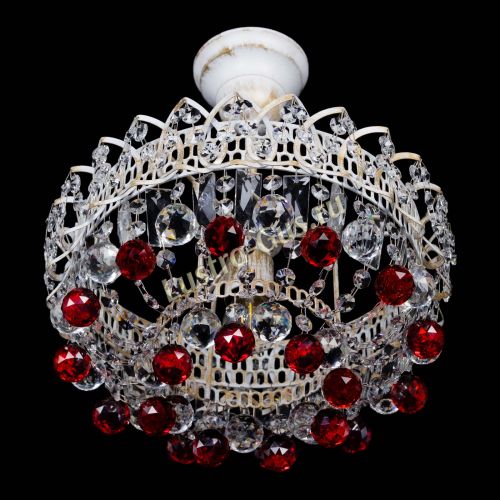 Люстра Астра шар №1 Красная белая в Сочи Гусь Хрустальный