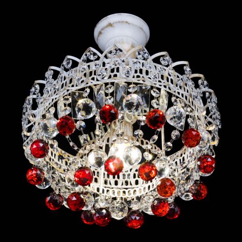 Люстра Астра шар №1 Красная белая в Сочи Гусь Хрустальный