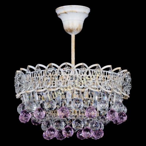 Люстра Астра шар №1 Розовая белая в Сочи Гусь Хрустальный