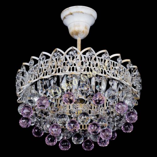 Люстра Астра шар №1 Розовая белая в Сочи Гусь Хрустальный