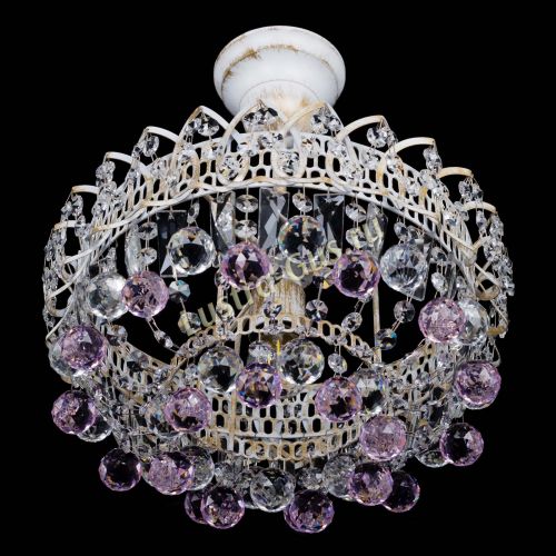 Люстра Астра шар №1 Розовая белая в Сочи Гусь Хрустальный