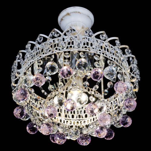 Люстра Астра шар №1 Розовая белая в Сочи Гусь Хрустальный