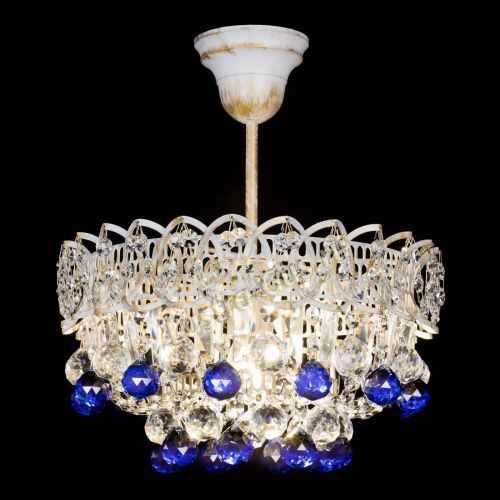 Люстра Астра шар №1 Синяя белая в Сочи Гусь Хрустальный