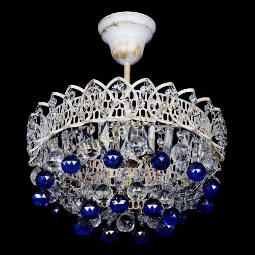 Люстра Астра шар №1 Синяя белая в Сочи Гусь Хрустальный