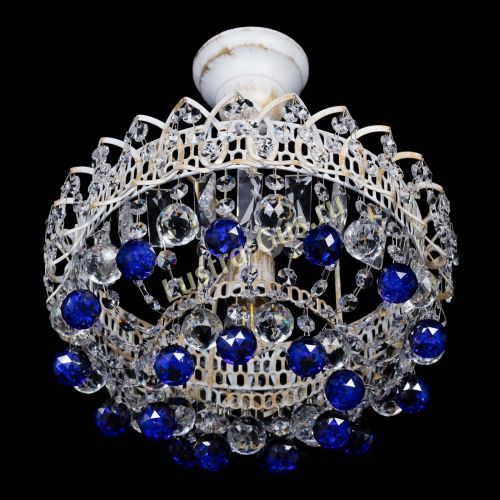 Люстра Астра шар №1 Синяя белая в Сочи Гусь Хрустальный