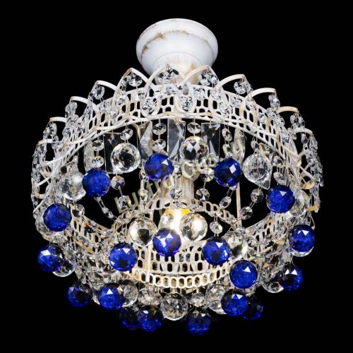 Люстра Астра шар №1 Синяя белая в Сочи Гусь Хрустальный