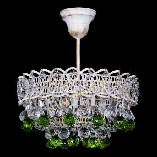 Люстра Астра шар №1 Зеленая белая в Сочи Гусь Хрустальный