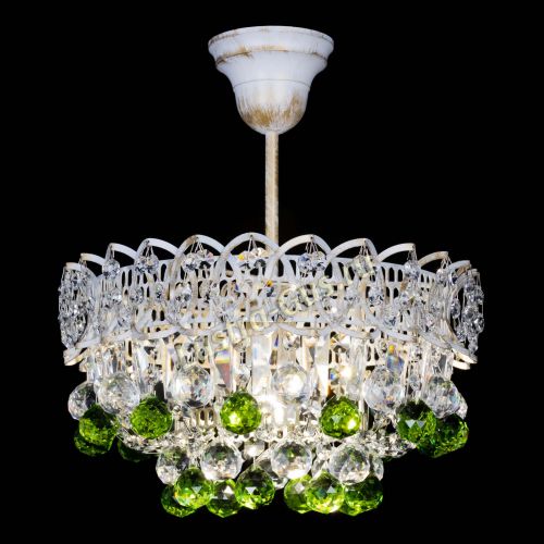 Люстра Астра шар №1 Зеленая белая в Сочи Гусь Хрустальный
