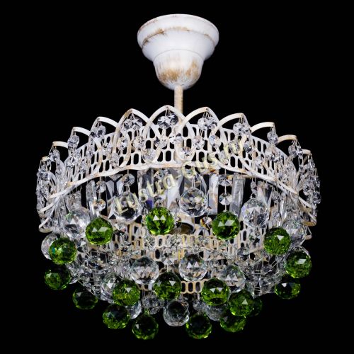 Люстра Астра шар №1 Зеленая белая в Сочи Гусь Хрустальный