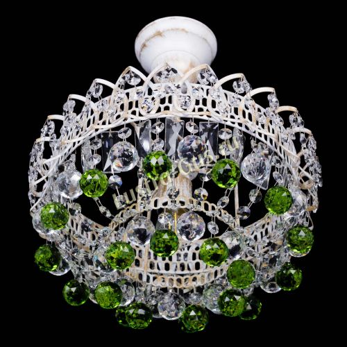 Люстра Астра шар №1 Зеленая белая в Сочи Гусь Хрустальный