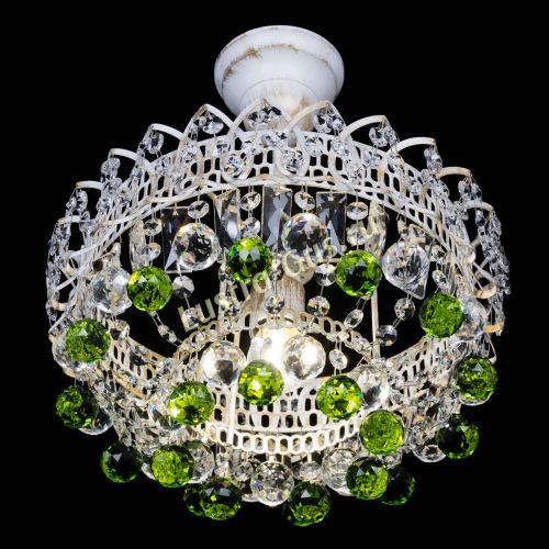 Люстра Астра шар №1 Зеленая белая в Сочи Гусь Хрустальный