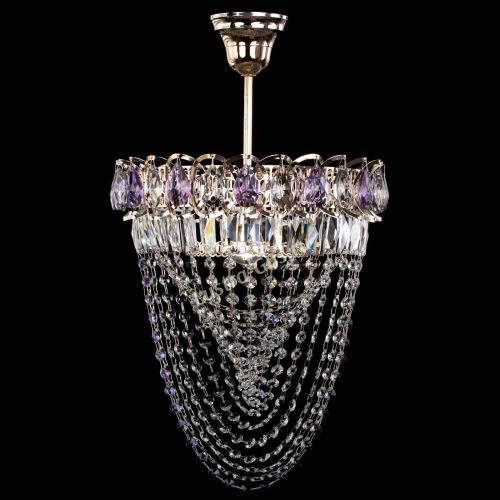 Люстра Астра Водоворот с подвесом №1 фиолетовая в Сочи Гусь Хрустальный