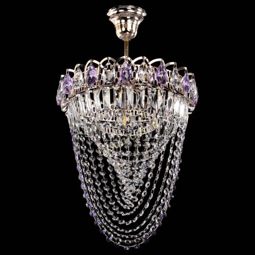 Люстра Астра Водоворот с подвесом №1 фиолетовая в Сочи Гусь Хрустальный