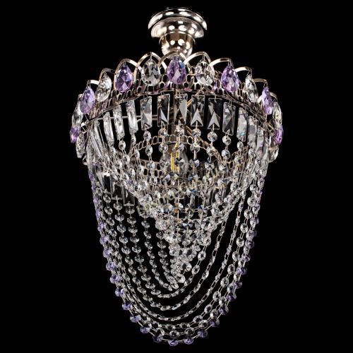 Люстра Астра Водоворот с подвесом №1 фиолетовая в Сочи Гусь Хрустальный