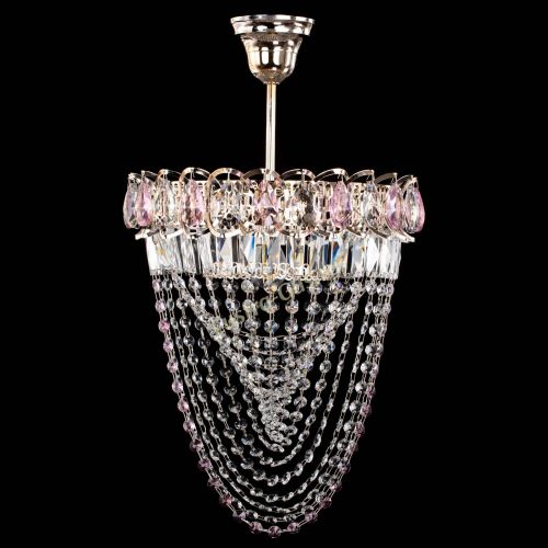 Люстра Астра Водоворот с подвесом №1 розовая в Сочи Гусь Хрустальный